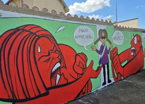 Fresque Place Carnot réalisée par DjamB sur une idée du Conseil Municipal des Enfants (avril 2025)